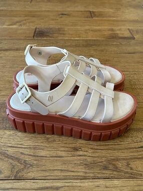 Melissa Flox VI Strappy Flatform Sandals Light Pink Size 7